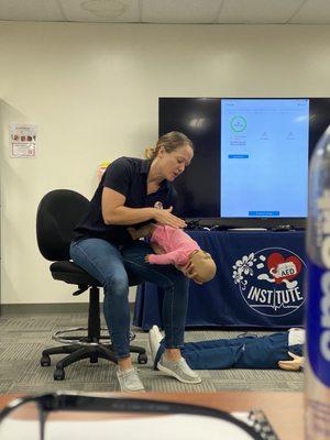 Learning the skills needed when Baby is choking.