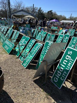 Street signs (they did have Oklahoma City, Fort Worth, and Galveston in the lot)