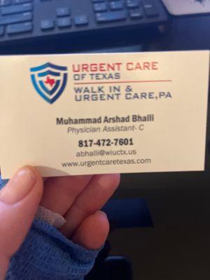 Dr Bhailli's card