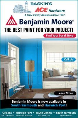 Now selling Benjamin Moore Paint.  Ask our Paint Experts all your Painting Project Questions!