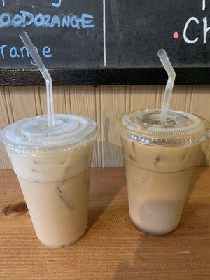 Chai Latte and oat milk Latte