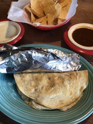 Steak Quesadilla and Soft Taco