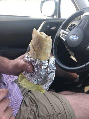 Steak Breakfast burrito. It's huge!