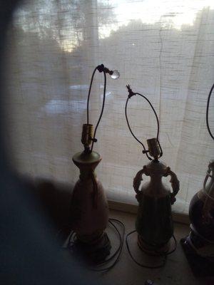 vintage lamps not wrapped and in with wrought iron stuff