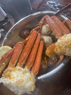 Fresh crab legs! Meal also came with potatoes, corn, sausage, and shrimp! Swimming in butter. YES PLEASE