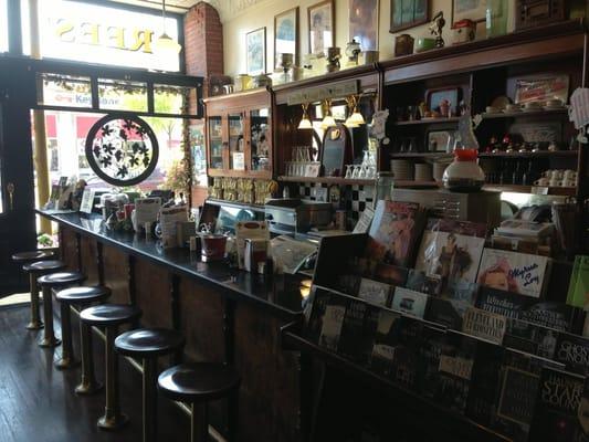 A real old time soda fountain! Floats, root beer, hit dogs and more!