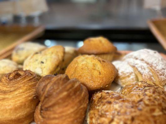 Morning pastries waiting for their coffee