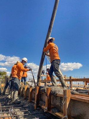 Pouring concrete