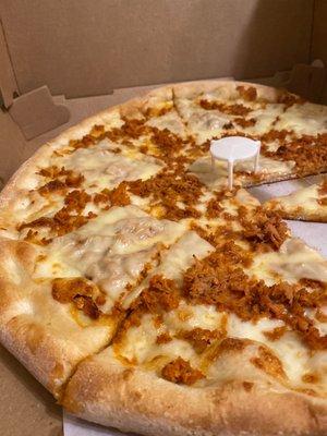 Buffalo Chicken Pizza - except it is actually a buffalo chicken cheesesteak pizza