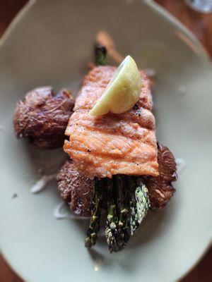 Steelhead with asparagus and potatoes