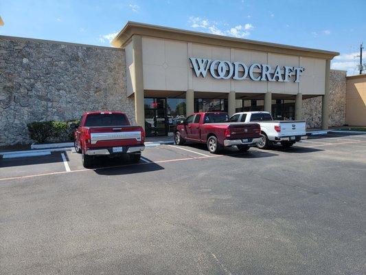 Woodcraft - North/1960 parking lot view where you can head inside so that you can drop off your sharpening item(s) at the front counter.