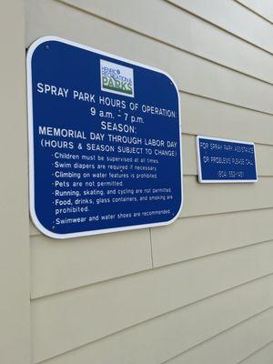 Spray park rules