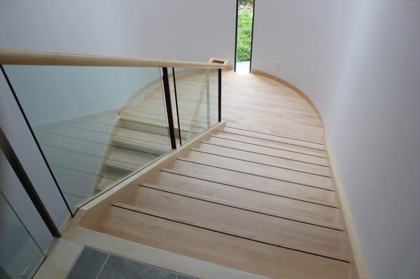 Maple Stairway sanded and finished with Bona Traffic Water Base Finish by Chris Haltom Hardwood Floors