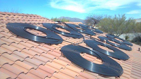 SolarTech Solar Pool Heating System tilt mount kits makes any pitched or tile roof clean and easy to install by Expert Solar Systems