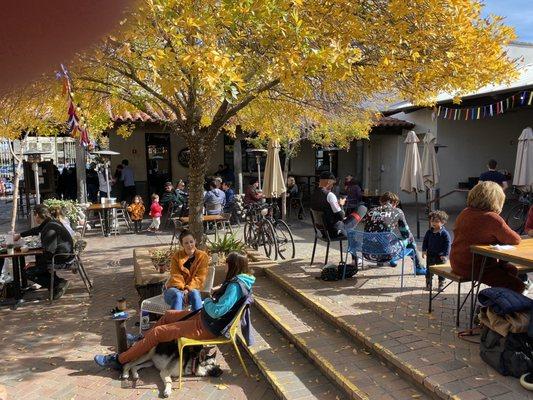 Outdoor dining, chatting and coffee drinking at the Mercado