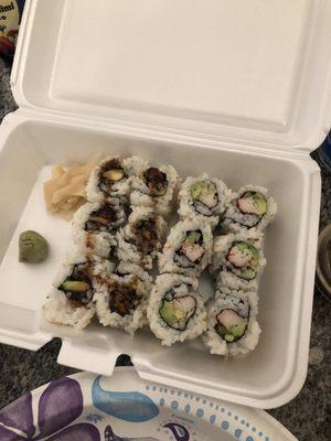 California Roll and Eel Rll