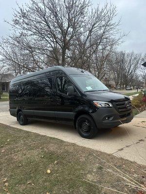 Here is our 14 passenger Mercedes shuttle van.