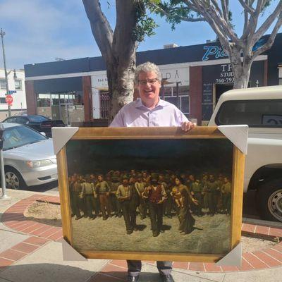 Councilman Tim McOsker with this  painting he purchased from us and had us frame when he was elected. This painting hangs in his office.