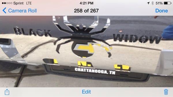 This is on the chrome plated bull bar at front of the 2015 Chevrolet Silverado Black Widow