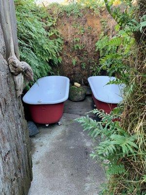 One of 3 enclosed outdoor bath areas.