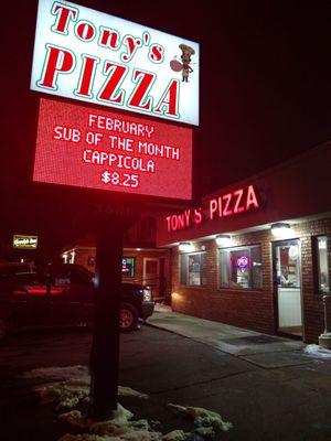 Saturday night deal: huge cheese sheet pizza for $27--pretty good!! :-D