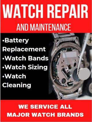 Most watch repair service done while you shop.