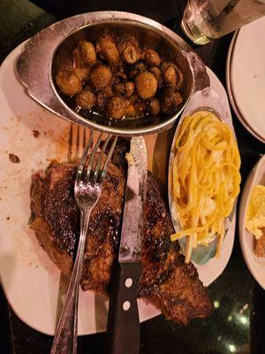 Delmonico with Alfredo and Mushrooms