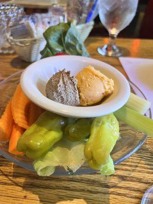 Part 2 of the relish tray. Veggies , cheese and liver spread.