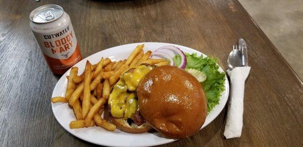 Bacon Cheese Burger and fries