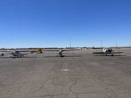 Hangar plane strip behind cafe.