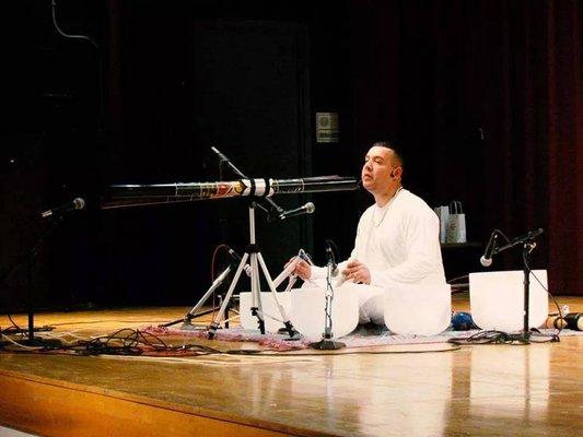 I loved to do sound healing sessions for large groups people.  Here I am at the Greater Hindu temple of Chicago in lemont Illinois.