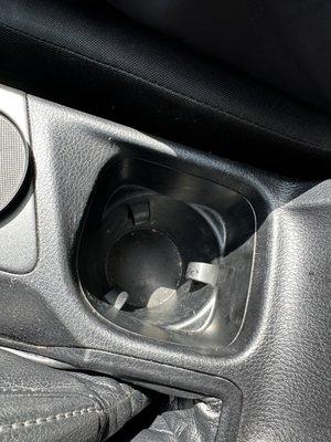 Cup holder that was "cleaned" a second time.