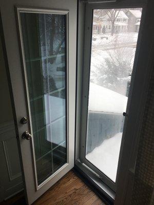 Custom Vinyl Clad Door w/ Internal Window Grates with Storm Door