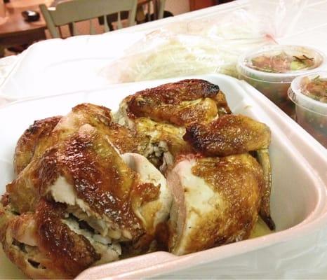 Tuesday special. Two whole chickens for only $12. I can't resist. I go home and eat all the crispy skin.