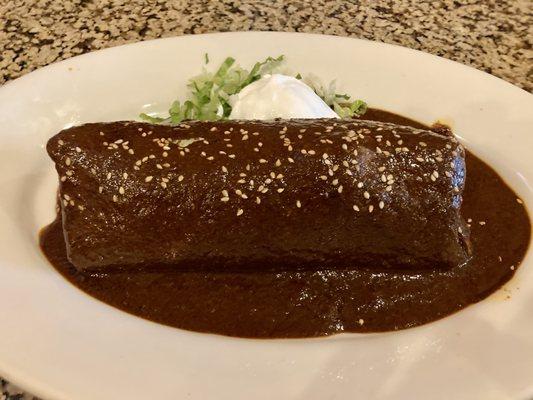 chicken mole wet burrito