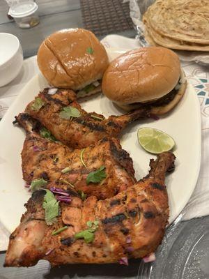 Chicken Tikka and Bun Kabab