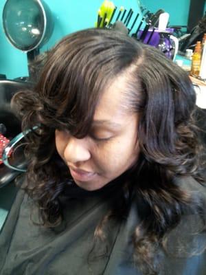 Full weave with heavy side part