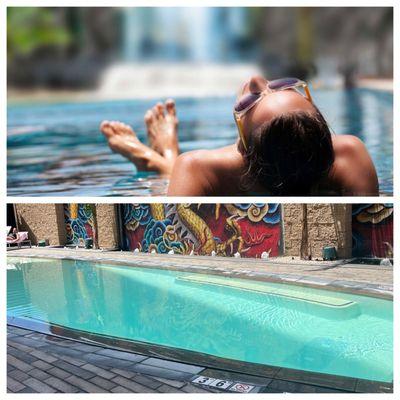 Top pic- View of pool from their site. Bottom pic- actual pool that is 3ft deep. Basically a closed in puddle