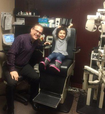 Caylianna's first eye exam at New View Optometric Center.  The entire staff made this an awesome experience for her!