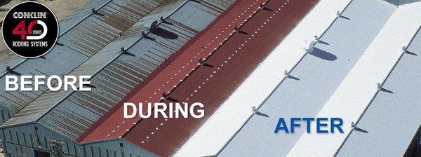 Metal restoration system is a cost effective way to prolong the life of a metal roof system!