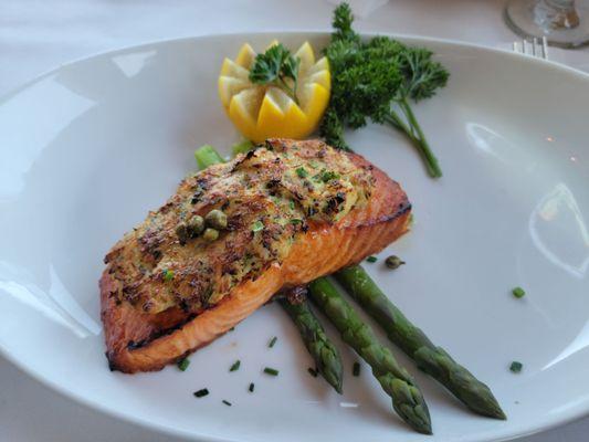 Restaurant week special, crab-stuffed salmon. Done to the usual Nautilus perfection.