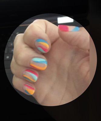 Fun shellac design. Blurry photo doesn't do this justice