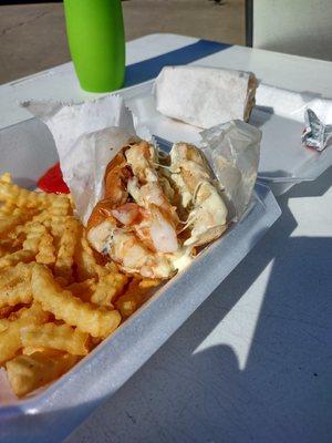 Kickin' Shrimp Po boy and fries