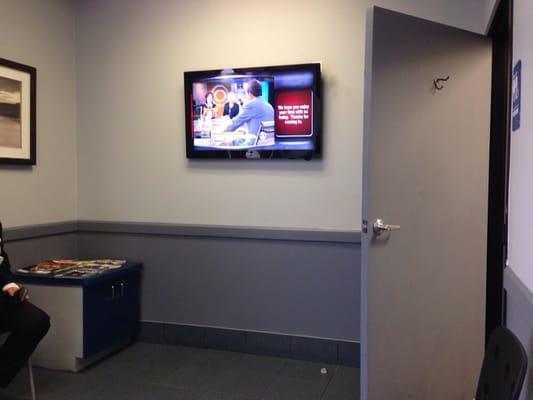 TV, restroom shot - waiting room nice and clean