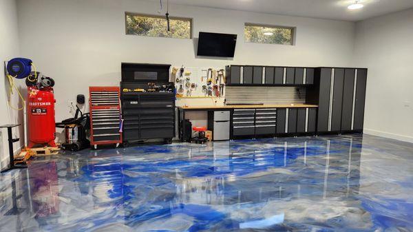 Metallic Epoxy Training in Garage