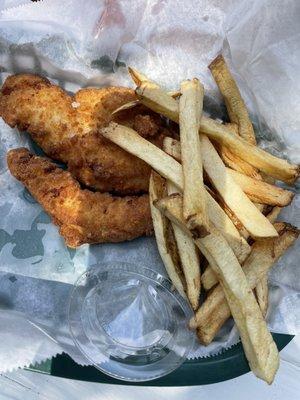 Chicken tenders are really good. Fries are good.