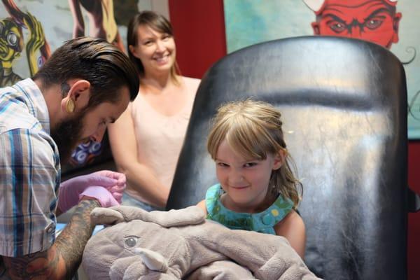 Excited to get her ears pierced!