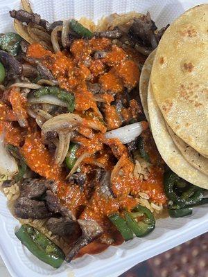 Special of the week spicy asada taco plate