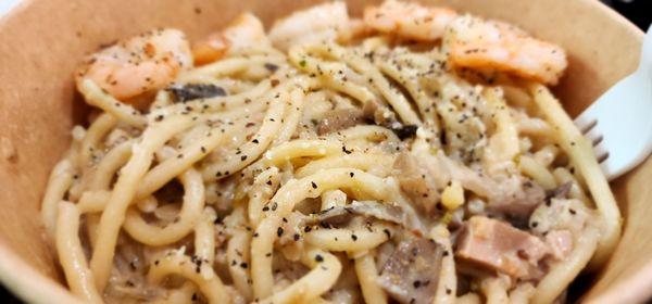 Chicken & Mushroom Pasta w/ Shrimp