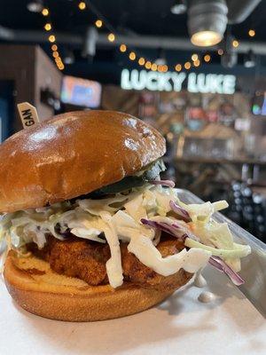 Vegan, Nashville Hot Fried Cauliflower sandwich